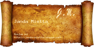Janda Mietta névjegykártya